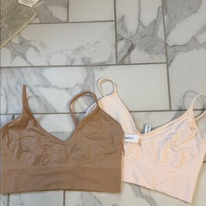 Elegant Comfort Bralette Duo - Tan and Cream